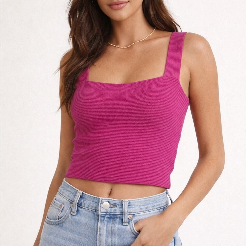 Pink Ribbed Knit Tank Top – Size Medium